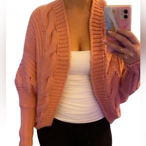 Pink Cable Knit Cardigan - Large
